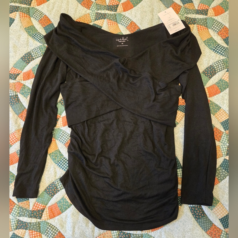 Isabel Maternity by Ingrid & Isabel Off-Shoulder Black Blouse